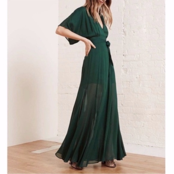 NEW Reformation Winslow Dress Emerald XS - Picture 16 of 17